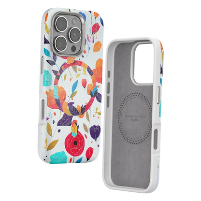 Onegif Apple iPhone 16 Pro Flower Series Magsafe Kapak - Beyaz