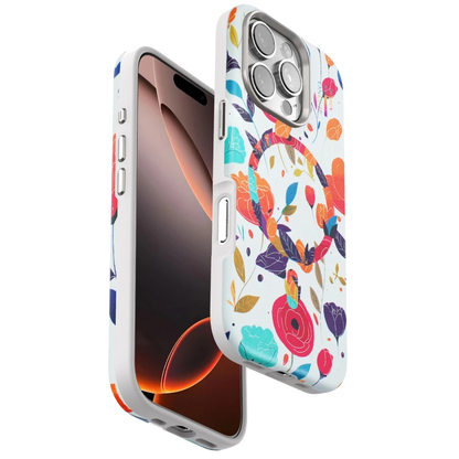 Onegif Apple iPhone 16 Pro Flower Series Magsafe Kapak - Beyaz