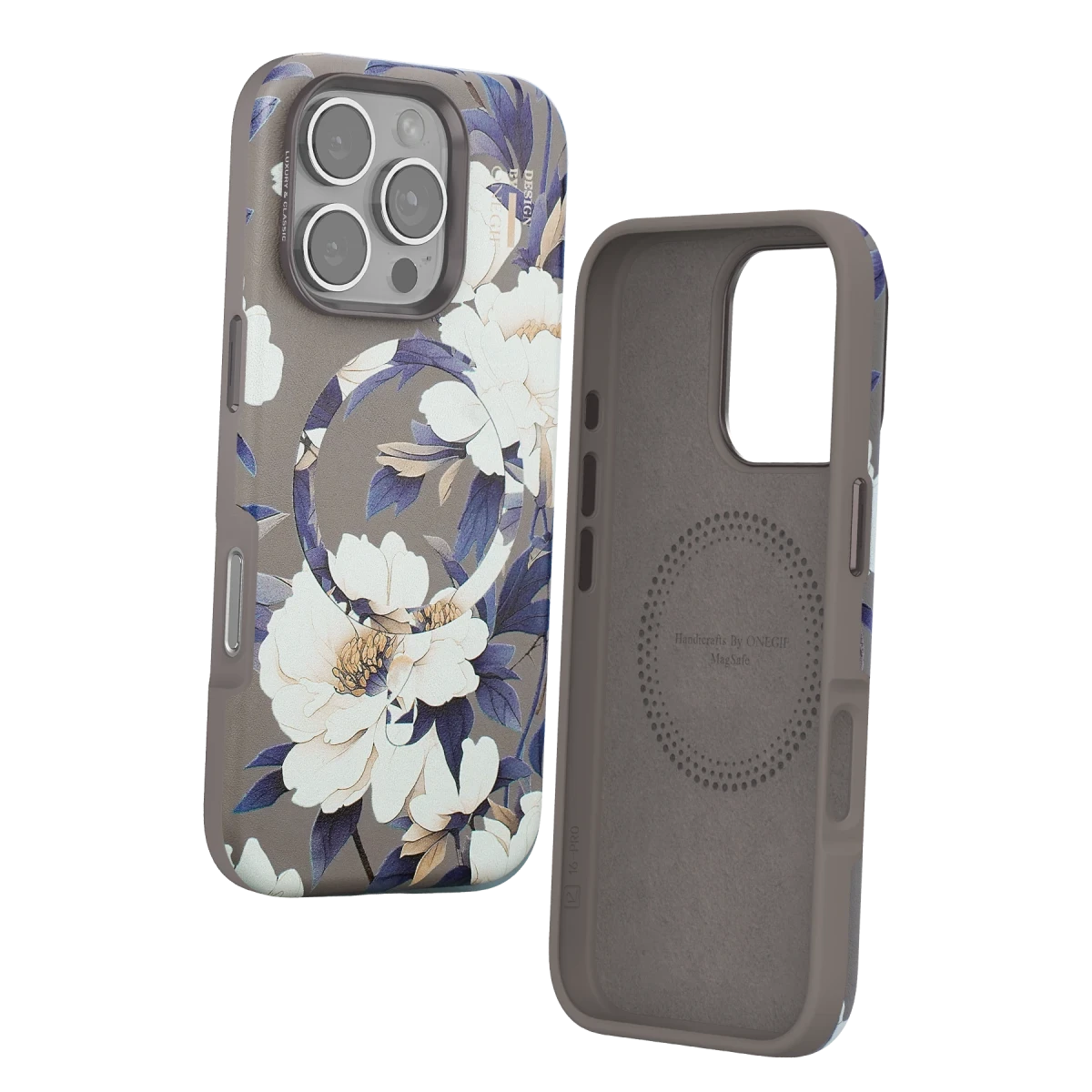 Onegif Apple iPhone 16 Pro Flower Series Magsafe Kapak - Gri