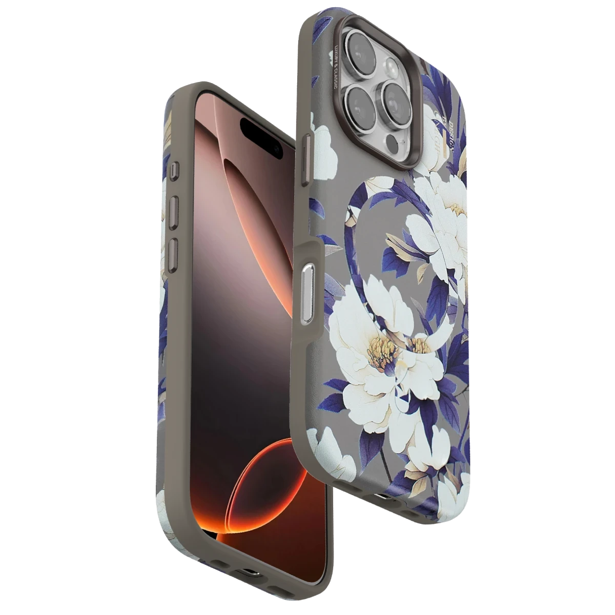 Onegif Apple iPhone 16 Pro Flower Series Magsafe Kapak - Gri