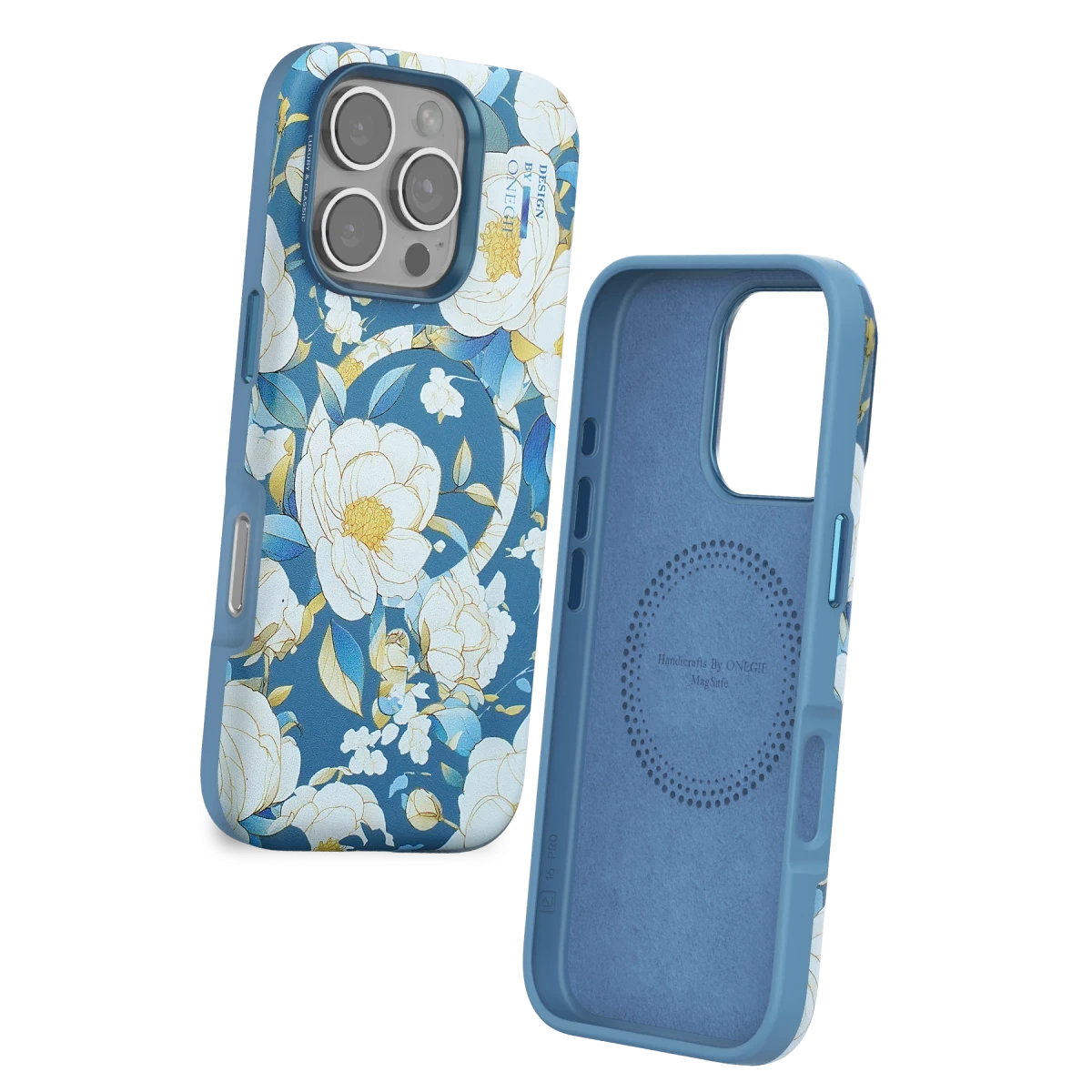 Onegif Apple iPhone 16 Pro Flower Series Magsafe Kapak - Mavi