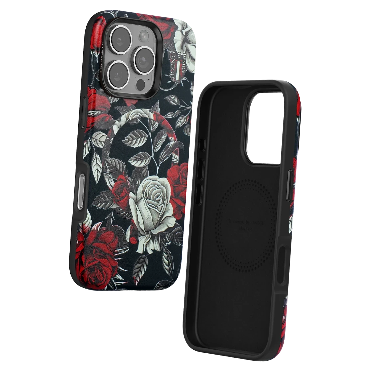 Onegif Apple iPhone 16 Pro Flower Series Magsafe Kapak - Siyah