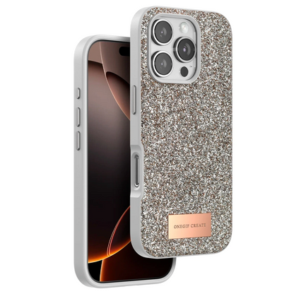 Onegif Apple iPhone 16 Pro Max Bright Simli Kapak - Gold