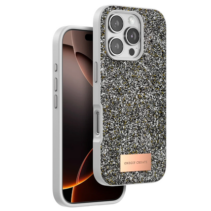 Onegif Apple iPhone 16 Pro Max Bright Simli Kapak - Gümüş