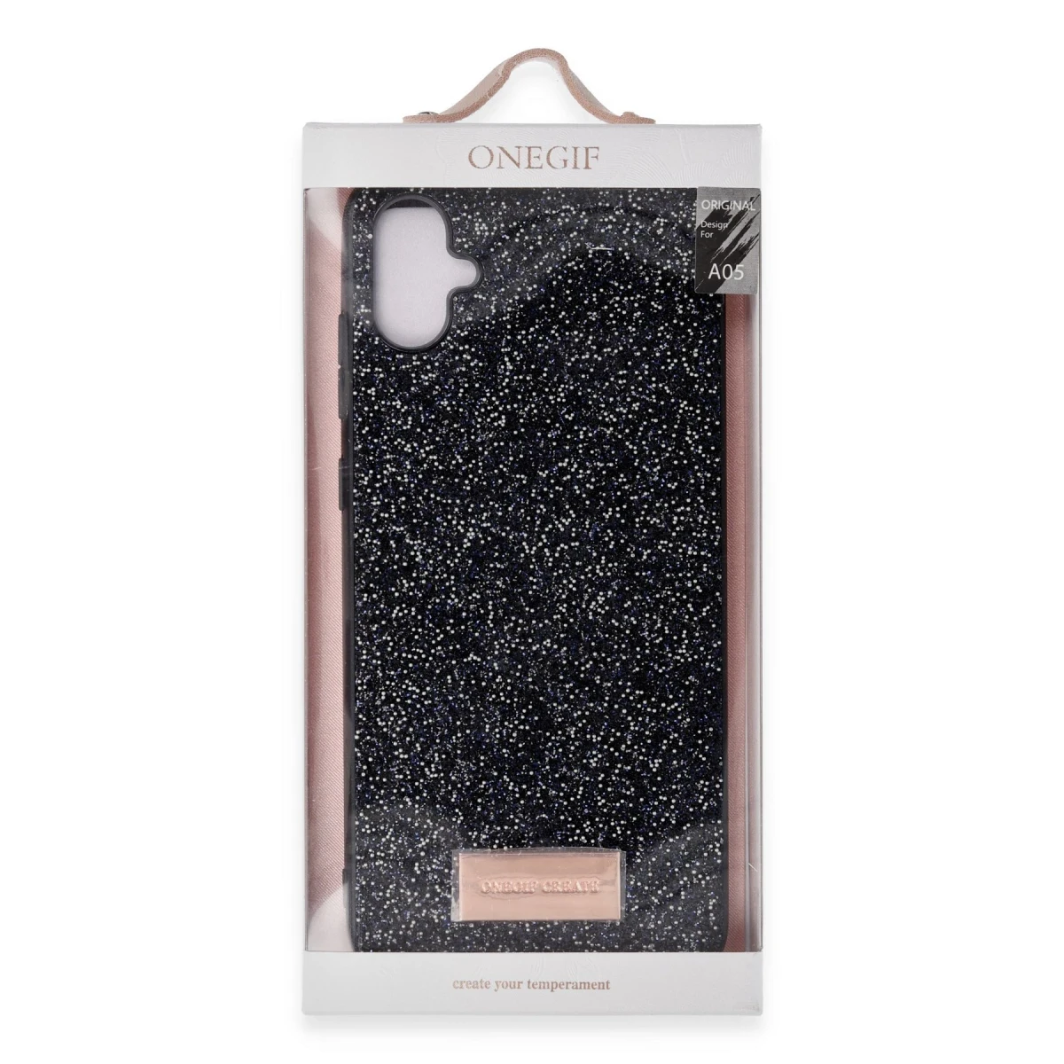 Onegif Samsung Galaxy A05 Bright Simli Kapak - Siyah