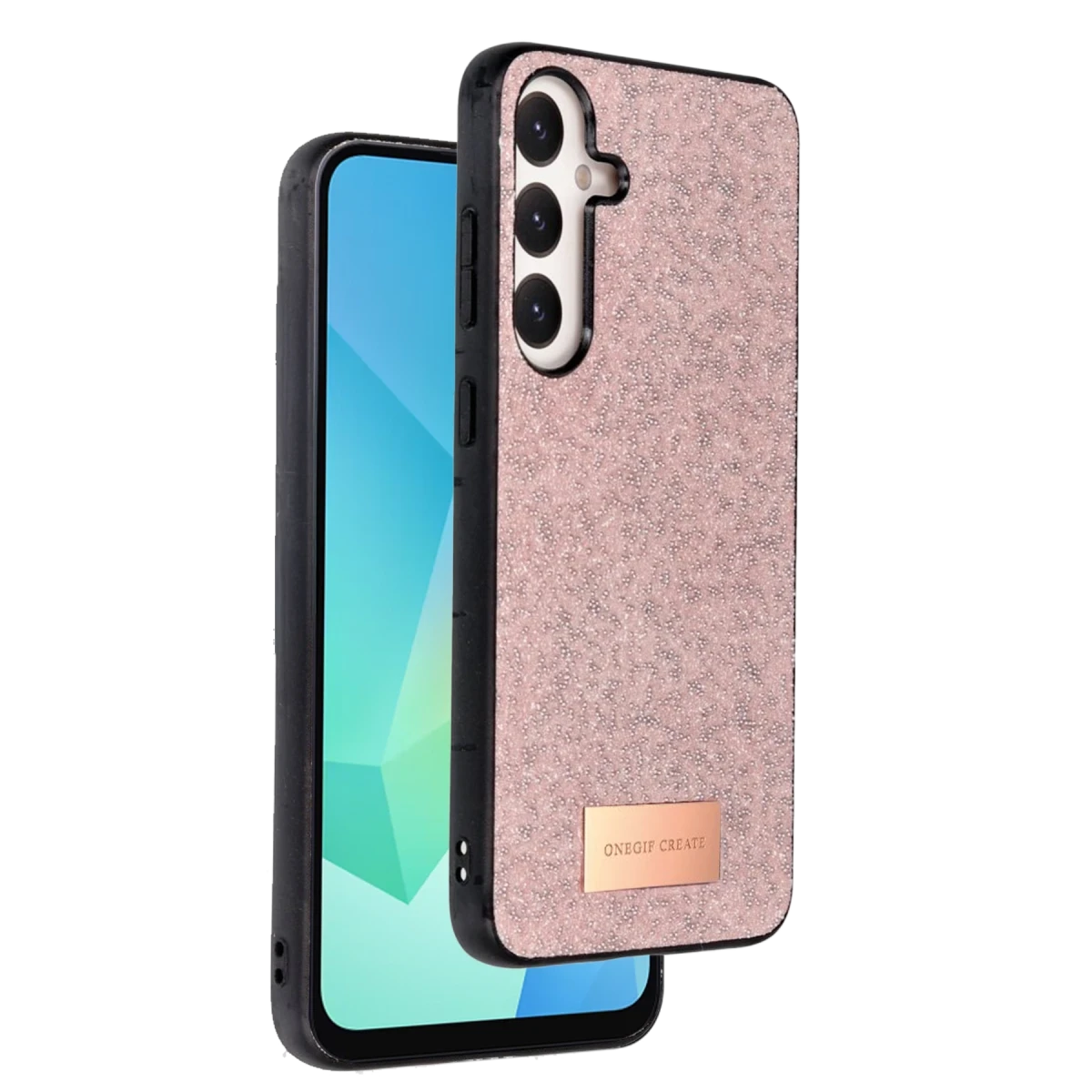 Onegif Samsung Galaxy A56 Bright Simli Kapak - Pembe