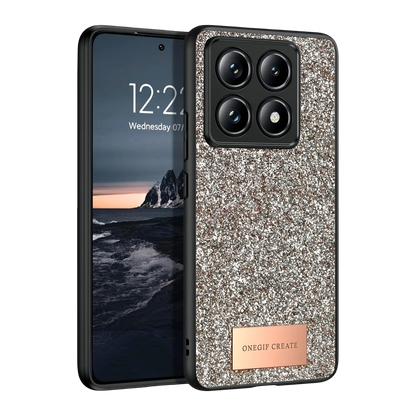 Onegif Xiaomi Mi 14T Pro Bright Simli Kapak - Gold