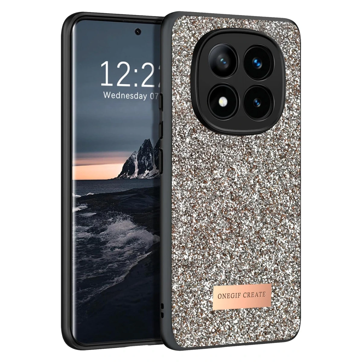 Onegif Xiaomi Redmi Note 14 Pro 4G Bright Simli Kapak - Gold