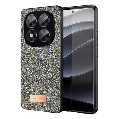 Onegif Xiaomi Redmi Note 14 Pro 5G Bright Simli Kapak - Gümüş