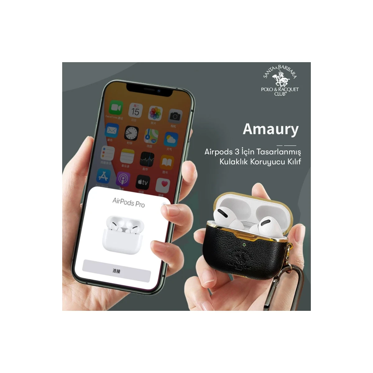 Santa Barbara Polo Racquet Club Apple Airpods 3 (3.nesil) Amaury Kılıf - Siyah