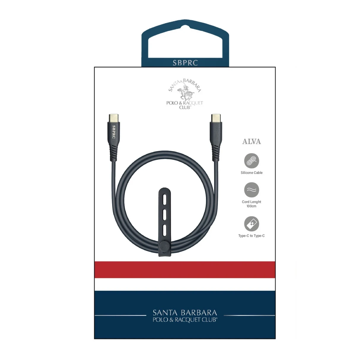 Santa Barbara Polo Racquet Club Alva 60W Type-C to Type-C PD Data Şarj Kablosu - Gri