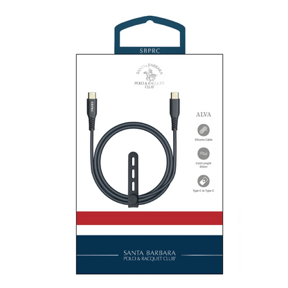 Santa Barbara Polo Racquet Club Alva 60W Type-C to Type-C PD Data Şarj Kablosu - Gri