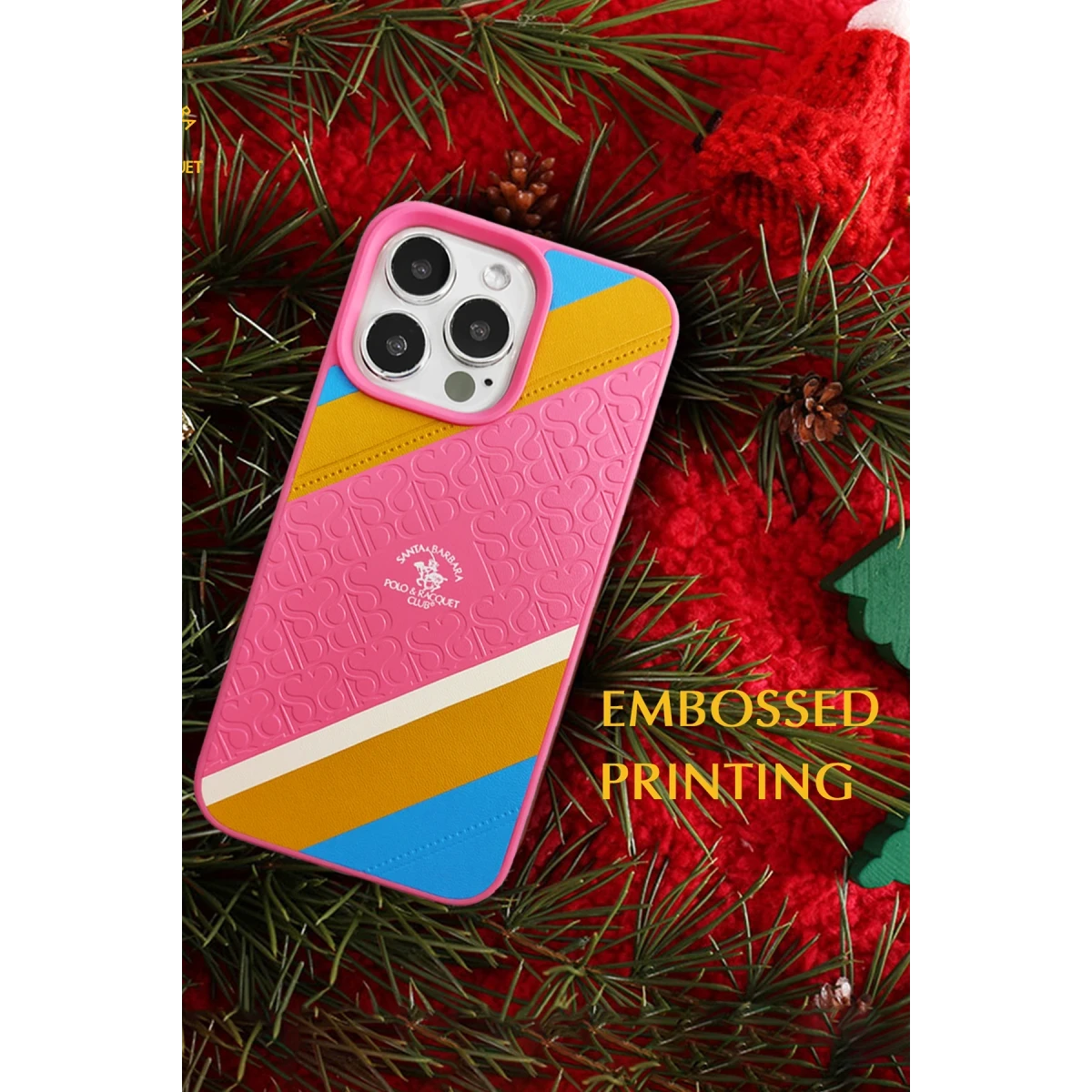 Santa Barbara Polo Racquet Club Apple iPhone 13 Franco Deri Kapak - Pembe