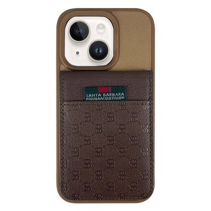 Santa Barbara Polo Racquet Club Apple iPhone 13 Hulda Kartvizitli Kapak - Kahverengi