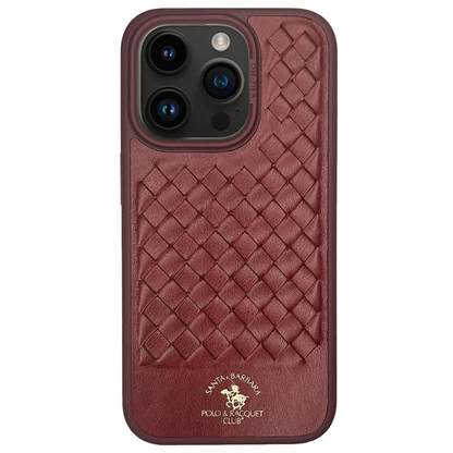 Santa Barbara Polo Racquet Club Apple iPhone 14 Pro Ravel Deri Kapak - Kırmızı