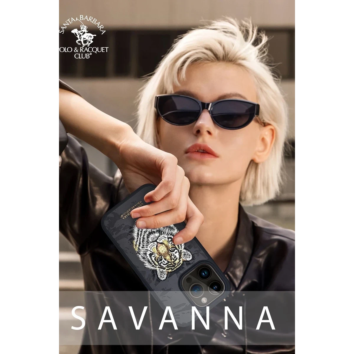 Santa Barbara Polo Racquet Club Apple iPhone 14 Pro Savanna Kapak - Snow Leopard Siyah