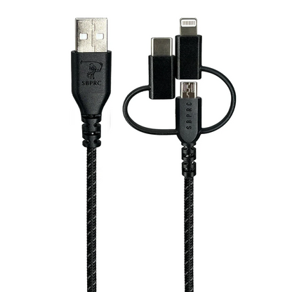 Santa Barbara Polo Racquet Club Basil 3in1 USB to Type-C Lightning ve Micro Çıkışlı Data Şarj Kablosu - Siyah