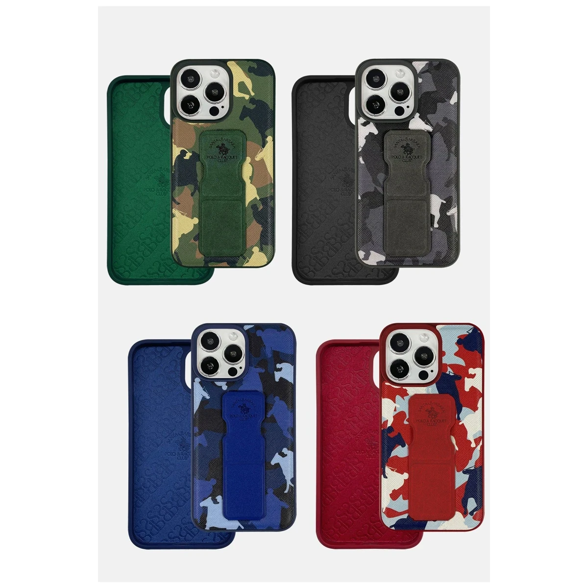 Santa Barbara Polo Racquet Club Apple iPhone 13 Pro Enos Standlı Kapak - Gri