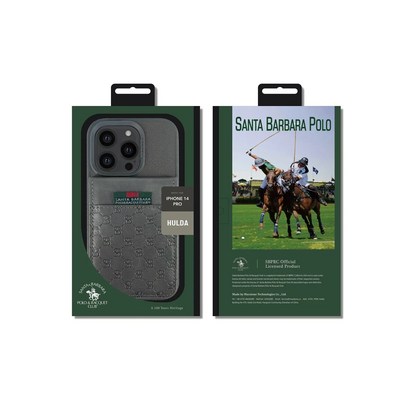 Santa Barbara Polo Racquet Club Apple iPhone 13 Pro Hulda Kartvizitli Kapak - Gri