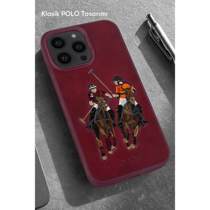 Santa Barbara Polo Racquet Club Apple iPhone 13 Pro Max Jockey Deri Kapak - Kırmızı