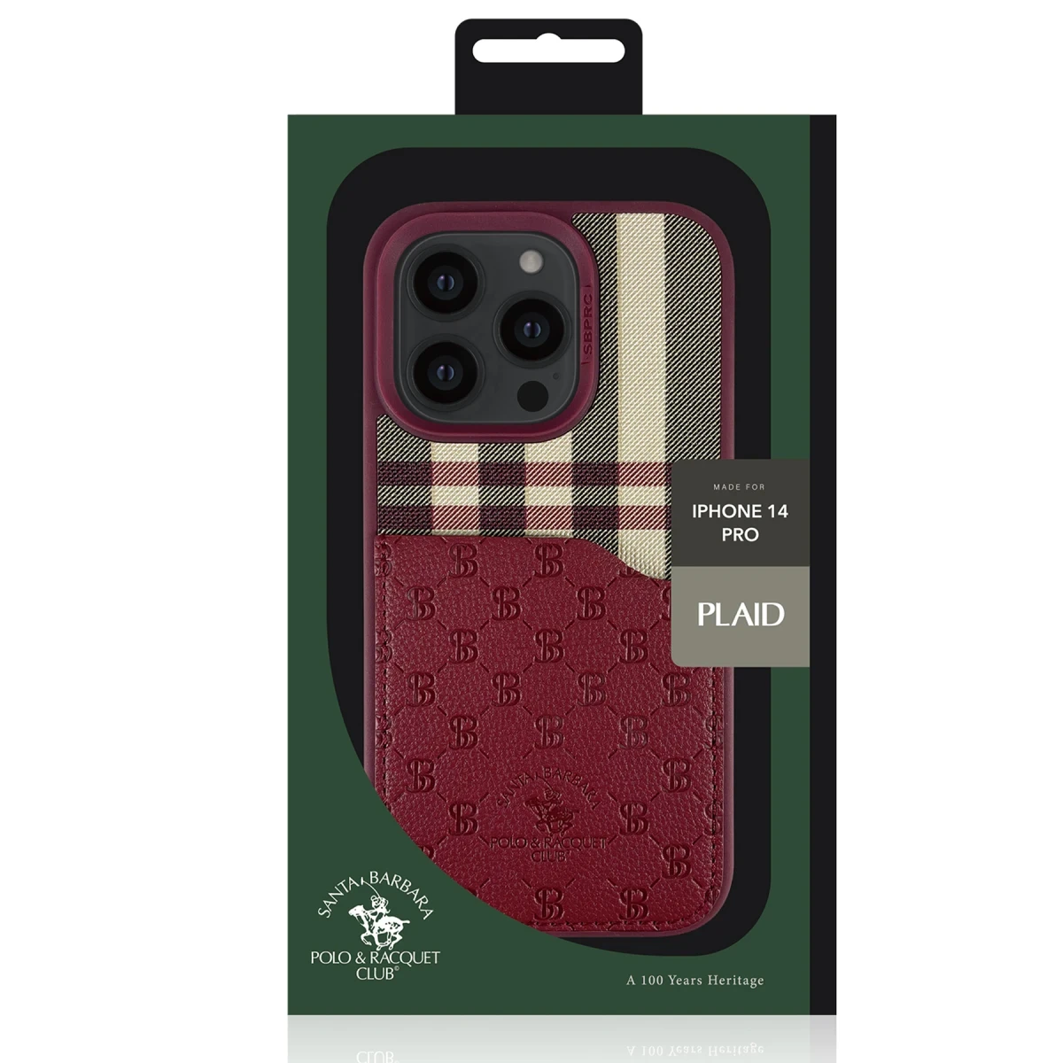 Santa Barbara Polo Racquet Club Apple iPhone 13 Pro Max Plaid Kartvizitli Kapak - Kırmızı