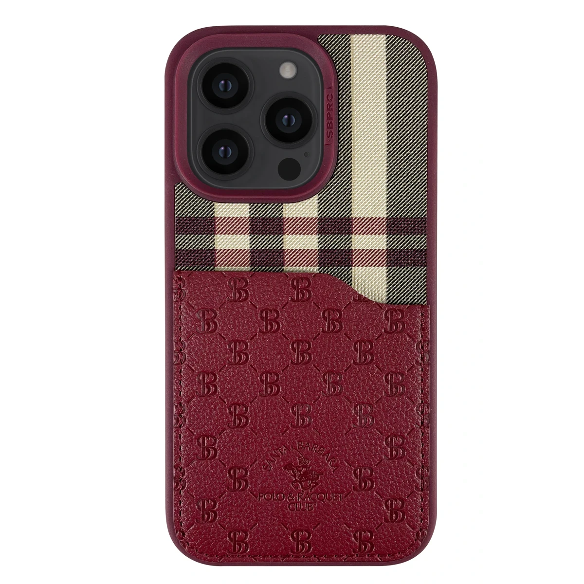 Santa Barbara Polo Racquet Club Apple iPhone 13 Pro Max Plaid Kartvizitli Kapak - Kırmızı