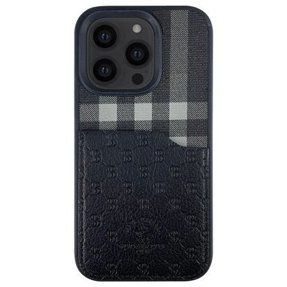 Santa Barbara Polo Racquet Club Apple iPhone 13 Pro Max Plaid Kartvizitli Kapak - Siyah