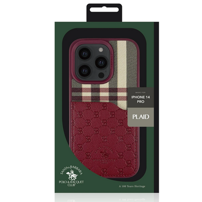 Santa Barbara Polo Racquet Club Apple iPhone 13 Pro Plaid Kartvizitli Kapak - Kırmızı