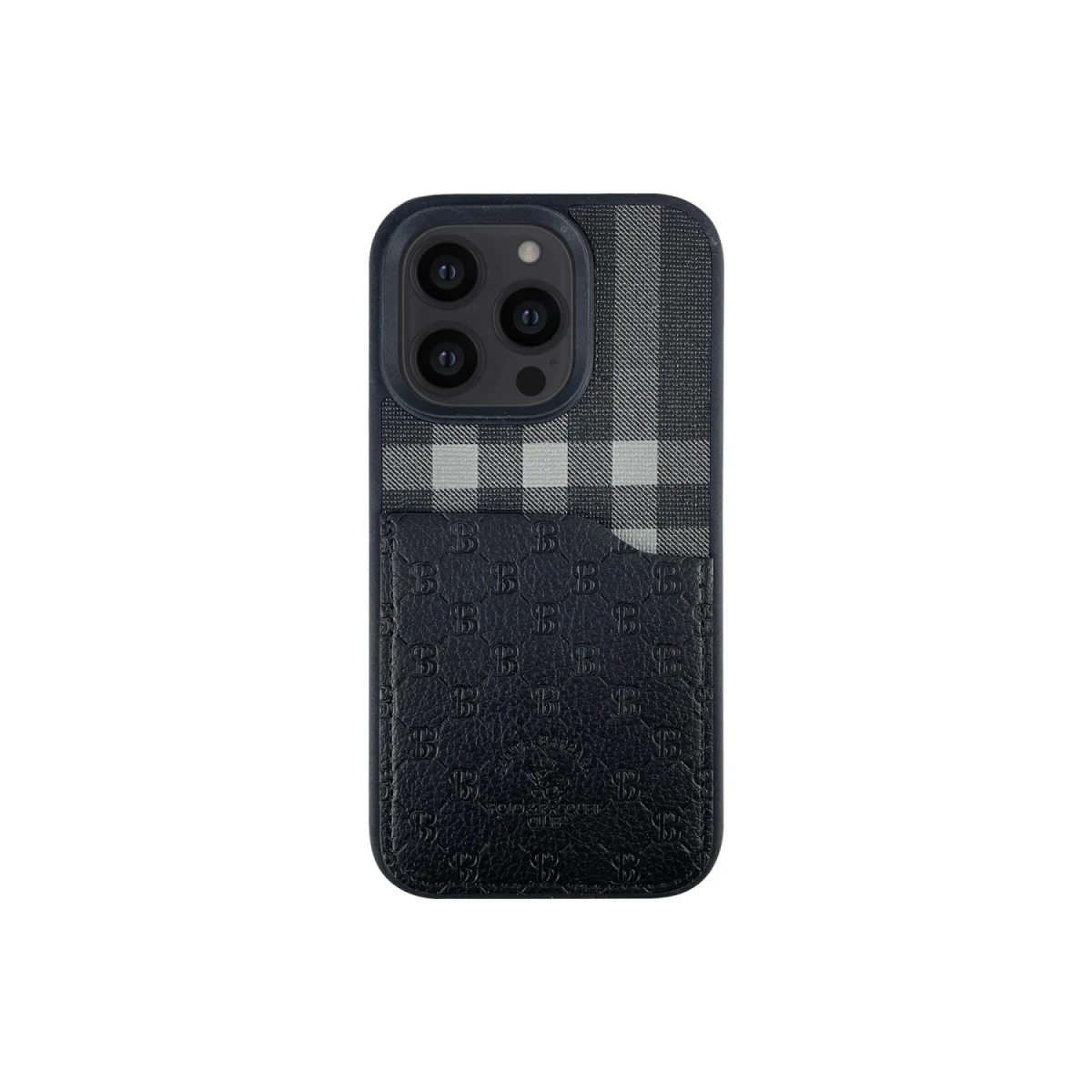 Santa Barbara Polo Racquet Club Apple iPhone 13 Pro Plaid Kartvizitli Kapak - Siyah