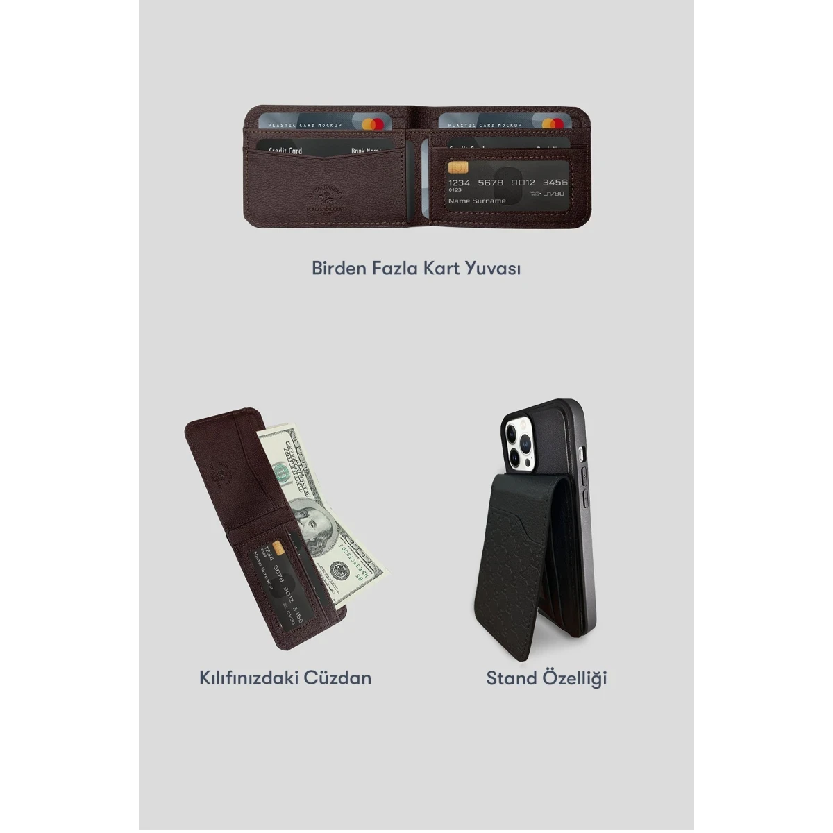 Santa Barbara Polo Racquet Club Apple iPhone 13 Pro Timothy Cüzdanlı Standlı Kapak - Siyah