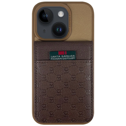 Santa Barbara Polo Racquet Club Apple iPhone 14 Hulda Kartvizitli Kapak - Kahverengi
