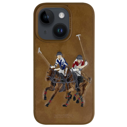 Santa Barbara Polo Racquet Club Apple iPhone 14 Jockey Deri Kapak - Kahverengi
