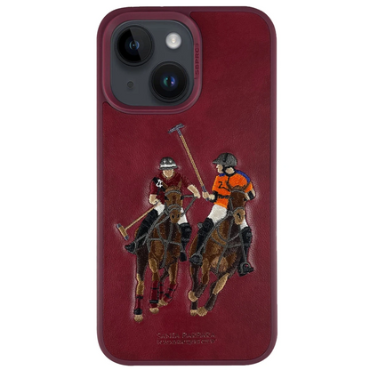 Santa Barbara Polo Racquet Club Apple iPhone 14 Jockey Deri Kapak - Kırmızı