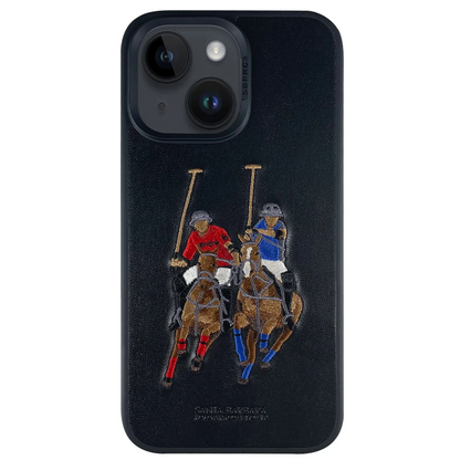 Santa Barbara Polo Racquet Club Apple iPhone 14 Jockey Deri Kapak - Siyah
