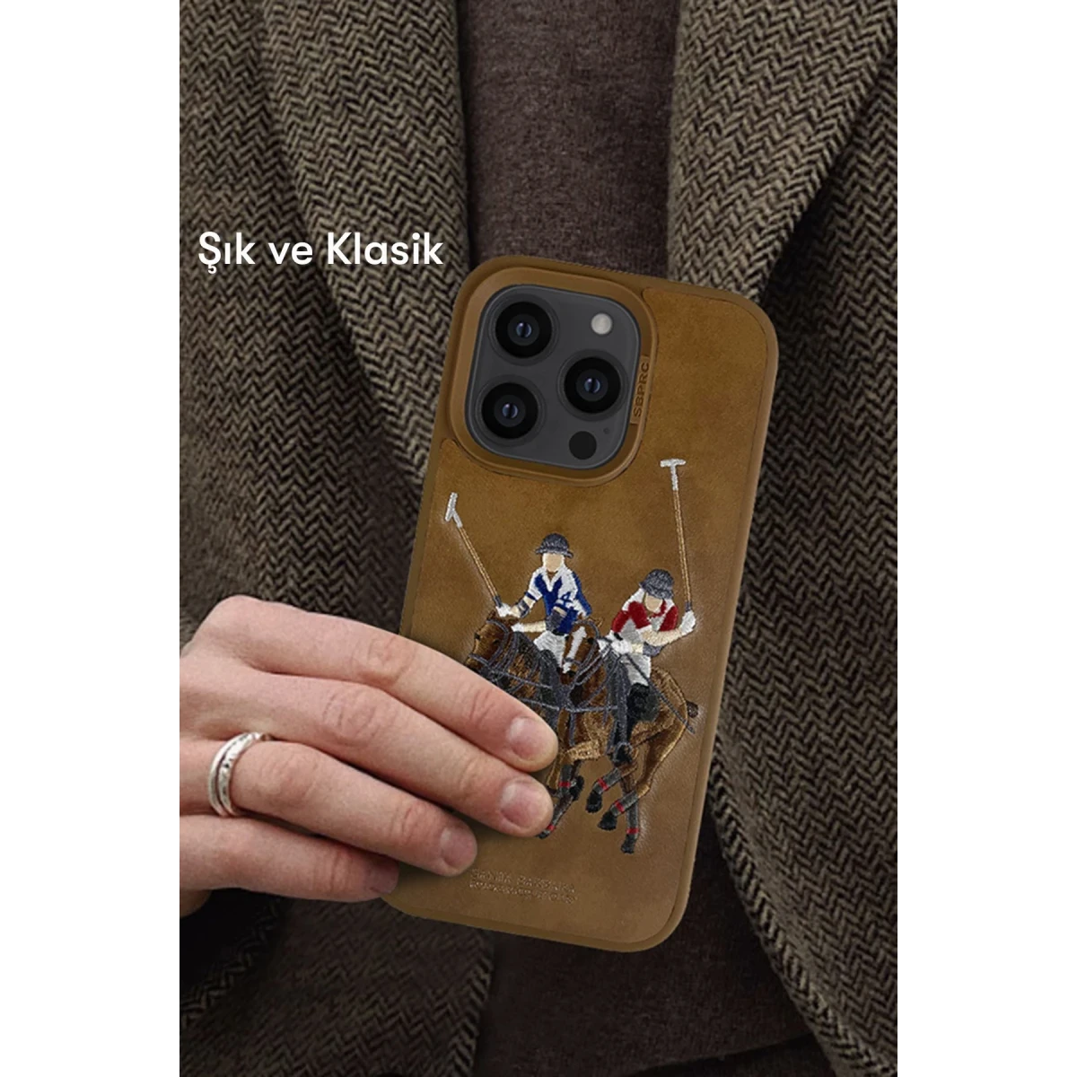 Santa Barbara Polo Racquet Club Apple iPhone 14 Jockey Deri Kapak - Siyah