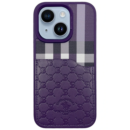 Santa Barbara Polo Racquet Club Apple iPhone 14 Plaid Kartvizitli Kapak - Mor