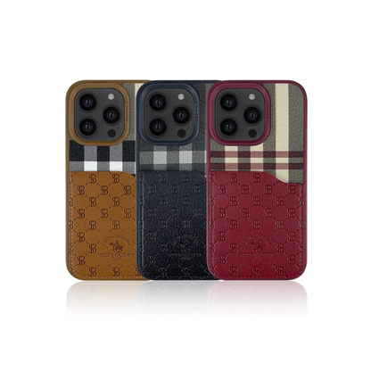 Santa Barbara Polo Racquet Club Apple iPhone 14 Plaid Kartvizitli Kapak - Mor