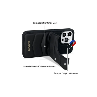 Santa Barbara Polo Racquet Club Apple iPhone 14 Pro Clyde Stand Kapak - Siyah