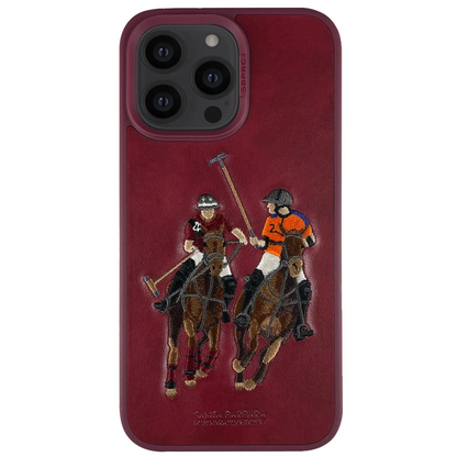 Santa Barbara Polo Racquet Club Apple iPhone 14 Pro Jockey Deri Kapak - Kırmızı