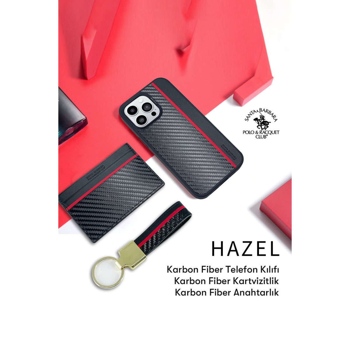 Santa Barbara Polo Racquet Club Apple iPhone 14 Pro Max Hazel Karbon Set Kapak