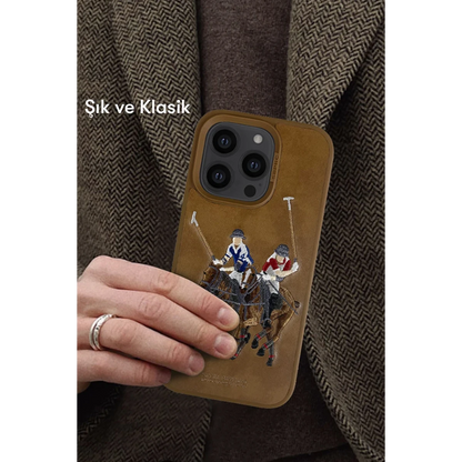 Santa Barbara Polo Racquet Club Apple iPhone 14 Pro Max Jockey Deri Kapak - Kırmızı