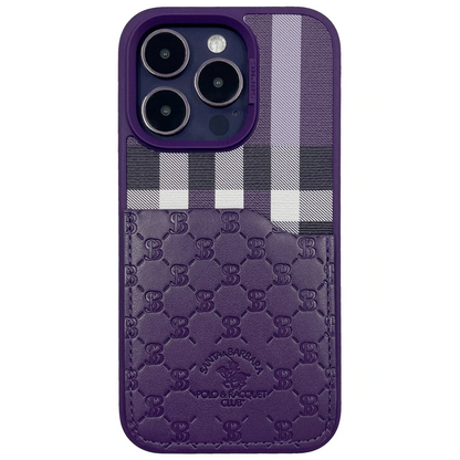 Santa Barbara Polo Racquet Club Apple iPhone 14 Pro Max Plaid Kartvizitli Kapak - Mor