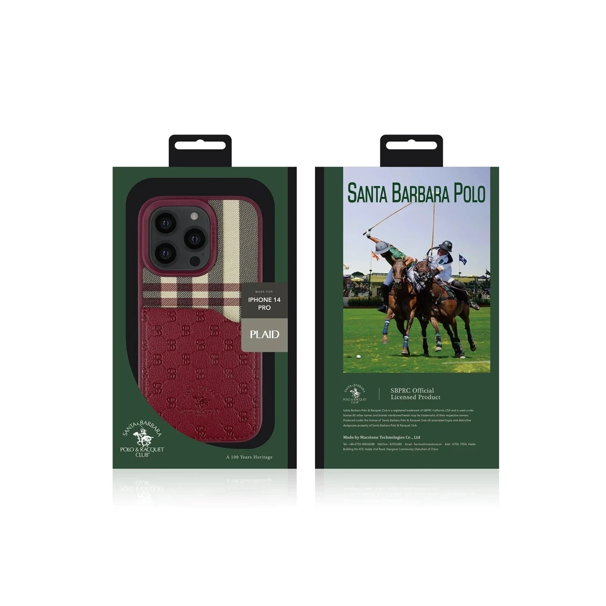 Santa Barbara Polo Racquet Club Apple iPhone 14 Pro Plaid Kartvizitli Kapak - Kırmızı