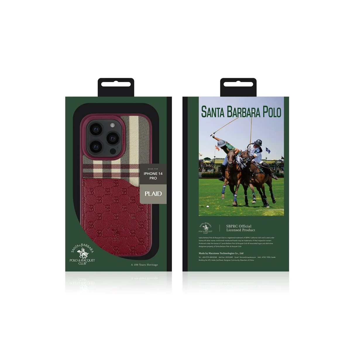 Santa Barbara Polo Racquet Club Apple iPhone 14 Pro Plaid Kartvizitli Kapak - Mor