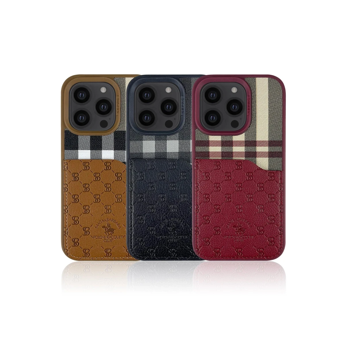 Santa Barbara Polo Racquet Club Apple iPhone 14 Pro Plaid Kartvizitli Kapak - Mor