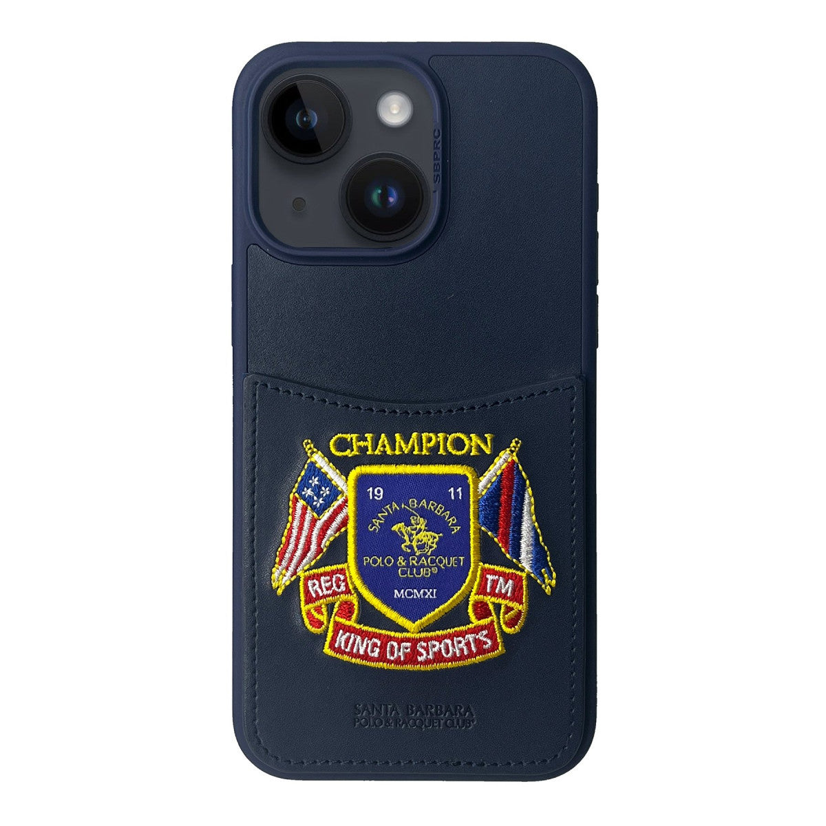 Santa Barbara Polo Racquet Club Apple iPhone 15 Abner İçi Süet Nakış Desenli Kartvizitli Kılıf