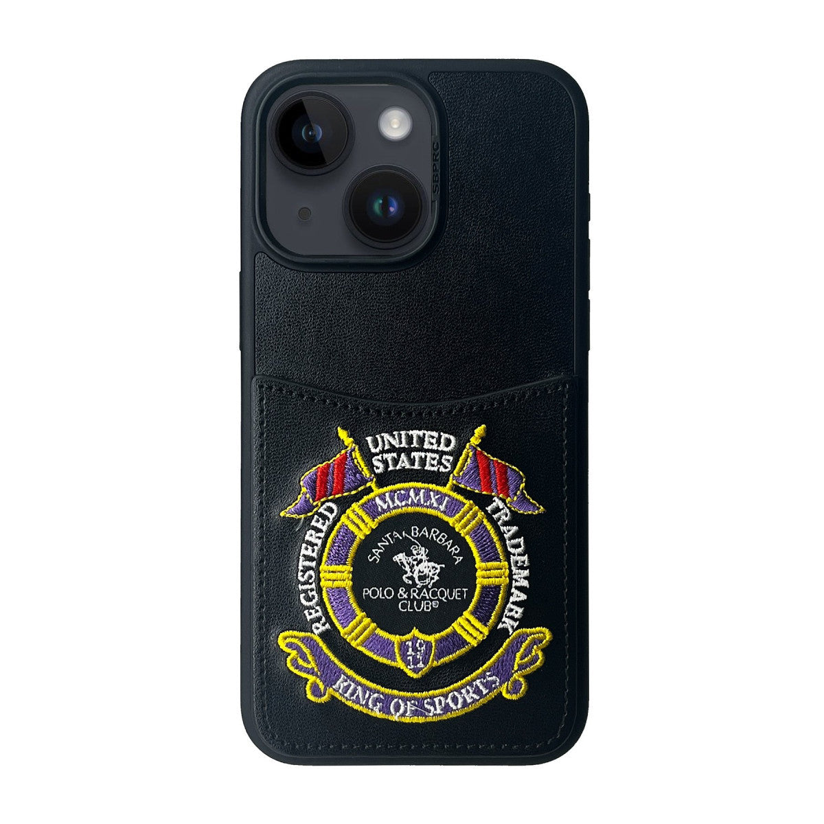 Santa Barbara Polo Racquet Club Apple iPhone 15 Abner İçi Süet Nakış Desenli Kartvizitli Kılıf