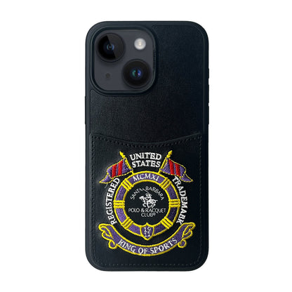 Santa Barbara Polo Racquet Club Apple iPhone 15 Abner İçi Süet Nakış Desenli Kartvizitli Kılıf