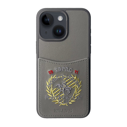 Santa Barbara Polo Racquet Club Apple iPhone 15 Abner İçi Süet Nakış Desenli Kartvizitli Kılıf