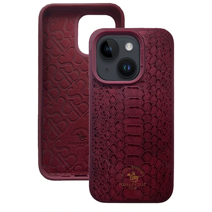 Santa Barbara Polo Racquet Club Apple iPhone 15 Knight Deri Kapak - Kırmızı